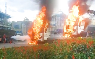 Video: Đang điều tra vụ xe đầu kéo bất ngờ bốc cháy gần bến xe cũ Bảo Lộc