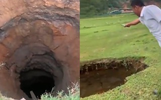 Video: Đang làm ruộng, người dân nghe tiếng động lớn rồi 'hố tử thần' hiện ra bên cạnh