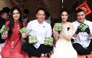 Video: Hoa hậu Đỗ Thị Hà, Lương Kỳ Duyên gói bánh chưng tặng trẻ em vùng cao