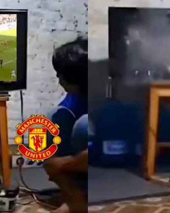Fan Man Utd đập vỡ màn hình tivi vì thua thảm bại trước Man City