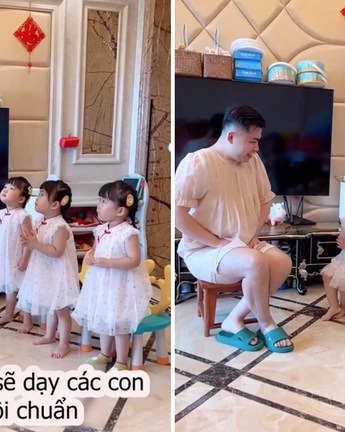 Bố dạy 3 con gái cách ngồi chuẩn 'dáng công chúa'