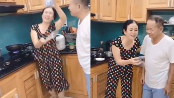 Bà vui sướng nhảy múa khi được ông tặng quà