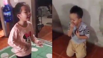 Bé gái Nghệ An cầm roi dạy dỗ em trai vì đòi tiền mẹ mua kẹo
