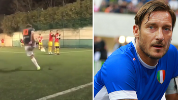 Siêu phẩm trên sân bóng đá mini của huyền thoại Totti