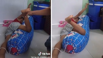 Bố mẹ "troll" con trai: Ngủ say là tay chân phải giơ thẳng