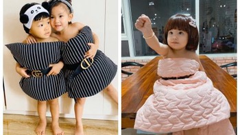 Hội nhóc tì nhà sao Việt gia nhập xu hướng 'lấy gối làm váy' chất hơn cả người lớn