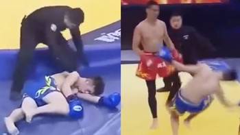 Lính Đặc nhiệm Trung Quốc bị đá văng khỏi võ đài, ngất xỉu trong 10 giây