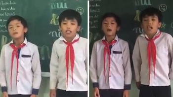 Hai học sinh tiểu học đọc rap 'Đừng quên tôi nhé'