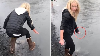 Trầm trồ với cô gái bắt cá 'cực ảo' bằng tay không khiến người xem 'sửng sốt'