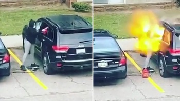 Người phụ nữ bị lửa bùng vào mặt khi đang châm lửa... đốt ô tô người khác