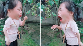 'Chết cười' với biểu cảm khó đỡ của cô gái khi ăn thử trái 'lạ' trong vườn