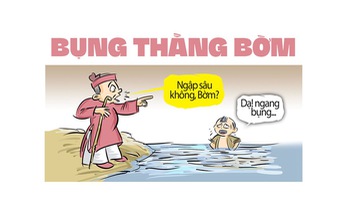 Mưa to làm ngập đến bụng thằng Bờm