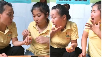 Cô gái ăn quả quất chua, cố tỏ ra bình thường để bạn sập bẫy