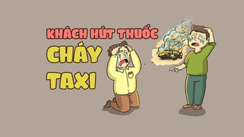 Tài xế để khách hút thuốc trong xe, taxi cháy trơ khung