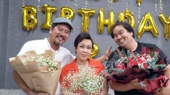 Việt Hương tặng dây chuyền 2 cây vàng mừng sinh nhật Hoàng Mập