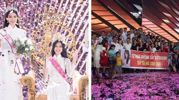 Gia đình cả 100 người vào cổ vũ cho tân hoa hậu Đỗ Thị Hà