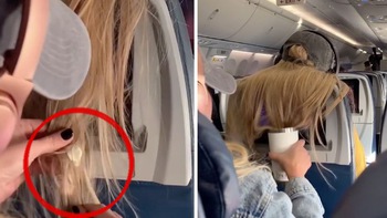 Cô gái bị dính bã kẹo cao su vì xõa tóc che màn hình TV trên máy bay
