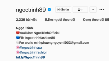 Ngọc Trinh về nhì trên Instagram, cán mốc 5,5 triệu lượt follow