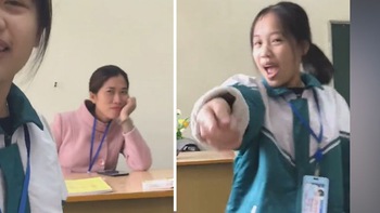 Cô giáo cười tủm tỉm khi nghe trò trổ tài hát rap