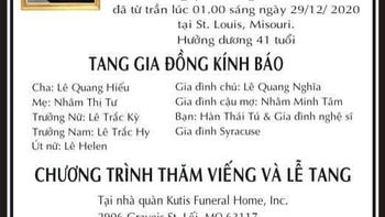 Hàn Thái Tú thông báo lễ tang Vân Quang Long ở Mỹ kéo dài 3 ngày
