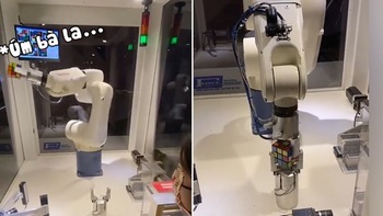 Robot "diễn sâu" khi giải rubik