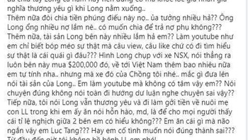 Vợ Vân Quang Long xin lỗi ba mẹ chồng