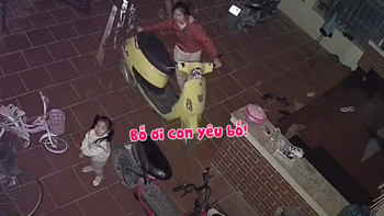 Bé gái nói lời yêu thương với bố qua camera an ninh