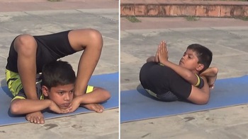 Cậu bé 8 tuổi được mệnh danh là thần đồng Yoga ở Ấn Độ