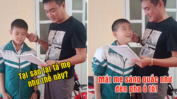 Bé trai bị bố véo tai vì tả mẹ 'mắt sáng quắc như đèn pha ôtô'