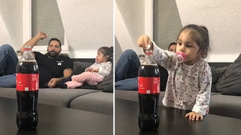 Bố tá hỏa khi được con gái giúp đỡ bỏ kẹo mentos vào Coca-cola