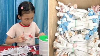 Cô bé 9 tuổi thức cả đêm làm 500 tai giả gửi tâm dịch Bắc Giang
