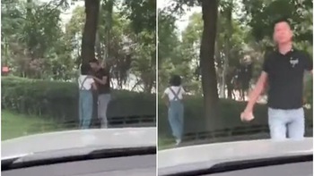 Chàng trai đập vỡ kính ôtô vì đang hôn bạn gái thì tài xế bóp còi