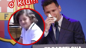 Con trai 3 tuổi của Messi nhoẻn cười trong khi bố đang 'khóc nhè'