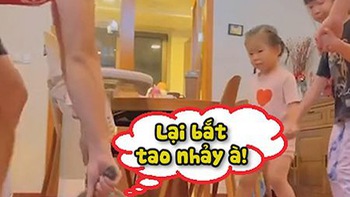 Chú mèo nổi quạu khi bị sen kéo ra chơi trò nhảy vòng tròn