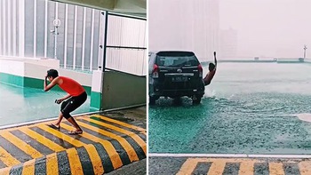 Thanh niên đi dép tông chạy trốn mưa gục ngã trước cửa ôtô