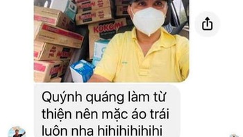 Quýnh quáng đi làm từ thiện, Quyền Linh mặc luôn áo trái