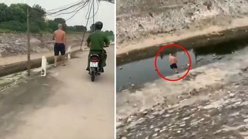 Người đàn ông tập thể dục 'tốc biến' qua sông khi thấy công an