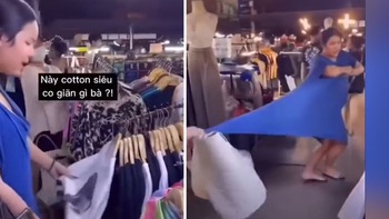 Thanh niên chứng minh áo siêu co giãn khi đi mua đồ