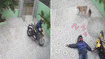 Chàng trai chạy xe máy vào nhà ngã sõng soài vì sàn trơn
