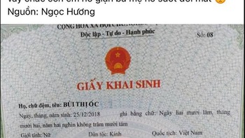 Vợ hoảng hồn khi chồng lấy tên 'Ốc' làm giấy khai sinh cho con