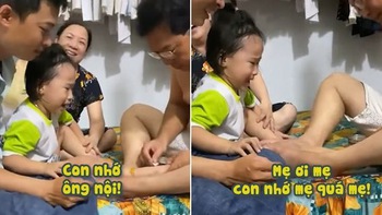 Bé gái mếu máo tấu hài khi bị tiêm khiến cả nhà phì cười