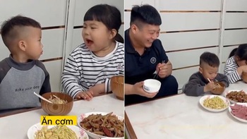 Chị gái quyền lực khiến em trai nín khóc, ăn cơm trong một nốt nhạc