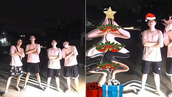 'Thánh photoshop' biến nhóm bạn thành cây thông Noel, tuần lộc