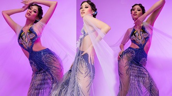 Hoa hậu Khánh Vân mặc áo xuyên thấu, lộng lẫy mừng 3 năm đăng quang