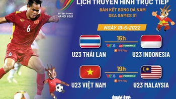Lịch trực tiếp bán kết bóng đá nam SEA Games 31: U23 Việt Nam - U23 Malaysia