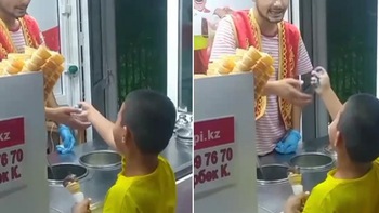 Chàng trai bán kem Thổ Nhĩ Kỳ quạu vì bị bé trai đùa nhây