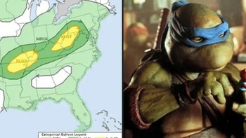 Hình ảnh dự báo thời tiết ở Mỹ giống hệt... 'Ninja Rùa'
