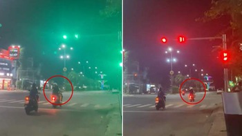 Ba cô gái đi xe máy chờ đèn xanh vượt đèn đỏ