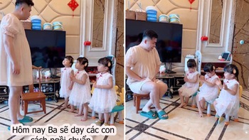 Bố dạy 3 con gái cách ngồi chuẩn 'dáng công chúa'