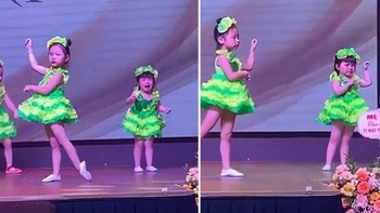 Bé gái khóc trôi cả sân khấu nhưng vẫn nhớ ra là mình phải múa